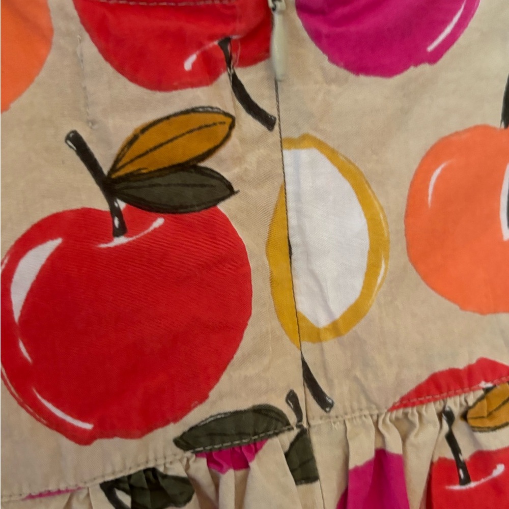 Pink Chicken Multicolor Apple Print Kids Dress - Picture 3 of 3